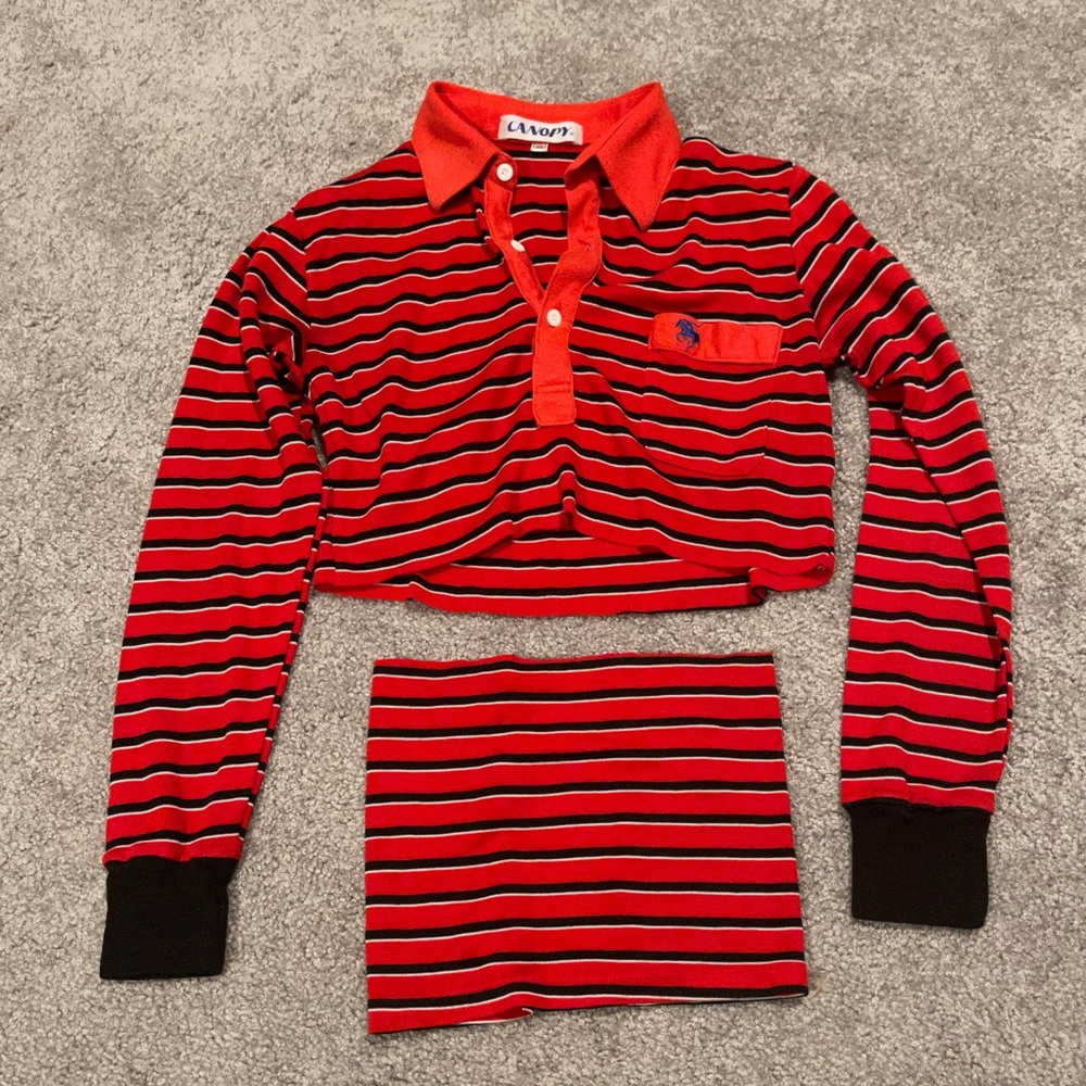 Polo crop top with matching bandeau